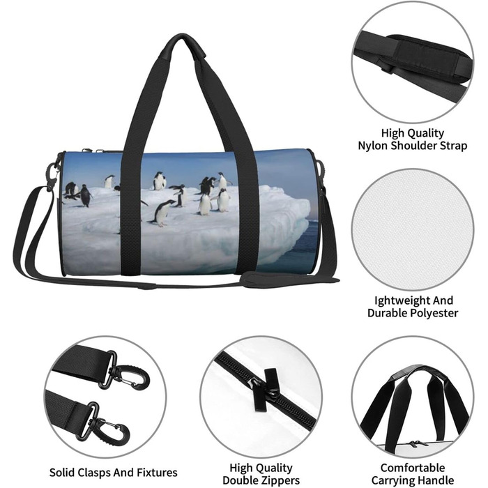 Спортивна сумка для подорожей Шнеєберг, з малюнком пінгвіна, чорна, універсальний розмір