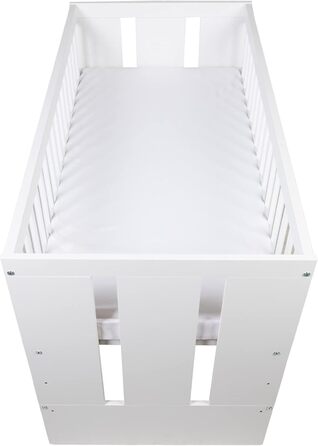 Дитяче ліжко Paulus White 12060 см Дитяче ліжечко/ліжечко з 3 рівнями регулювання висоти Лакована сосна та МДФ Стійке та безпечне (матрац не входить до комплекту)