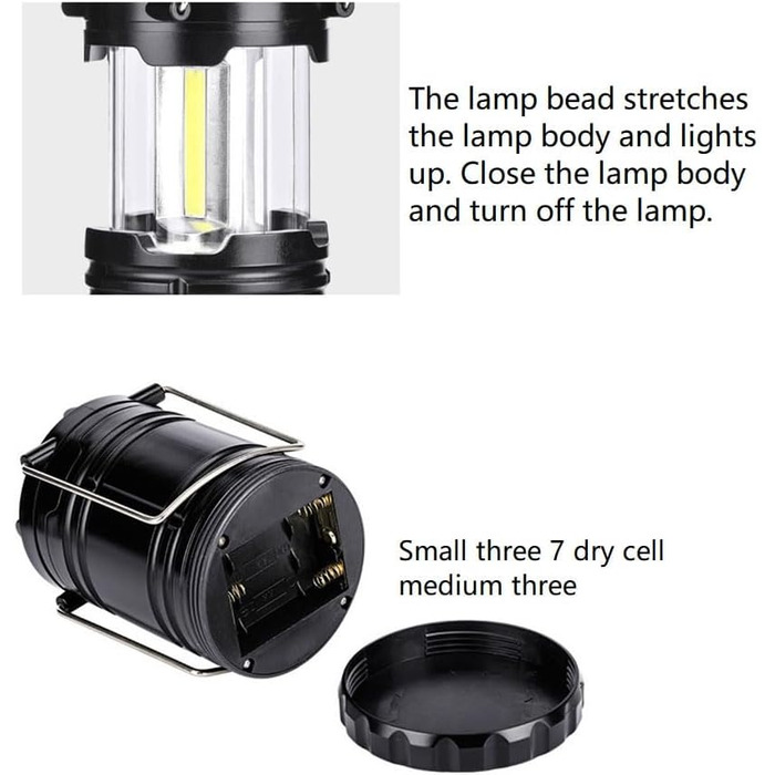 Міні COB лампа для намету світлодіодний портативний ліхтар телескопічний ліхтарик кемпінговий ліхтарик водонепроникний аварійний ліхтарик з живленням від A, 4 шт.