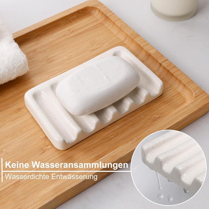 Набір для ванної кімнати Beige UMLACA Керамічні аксесуари для ванної кімнати 4-Piects Включає 350 мл піни для мила, стакан для зубної щітки, мильницю, контейнер для ватних паличок, елегантну прикрасу для ванної кімнати