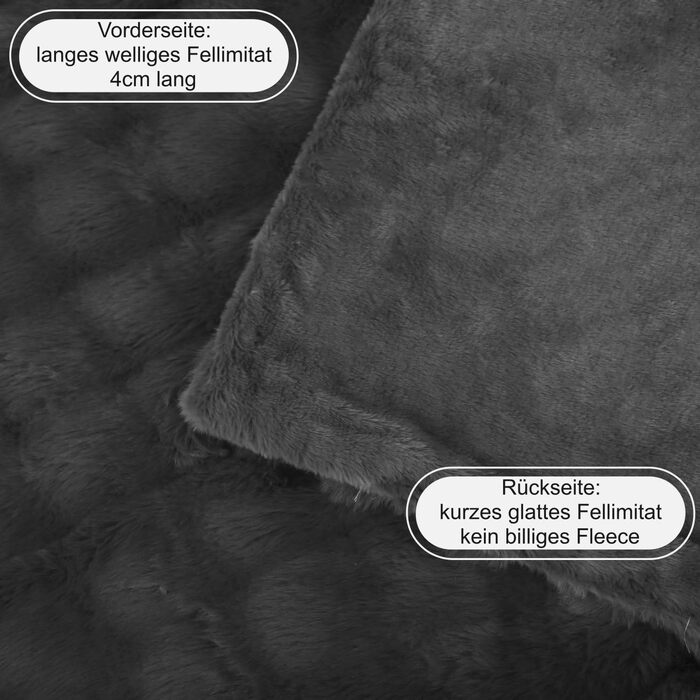 Розкішна ковдра зі штучного хутра надзвичайно мяка та приємна на дотик ковдра зі штучного хутра, легка у догляді, приємна на дотик, доступна у 4 розмірах та кольорах, антрацит 150x200