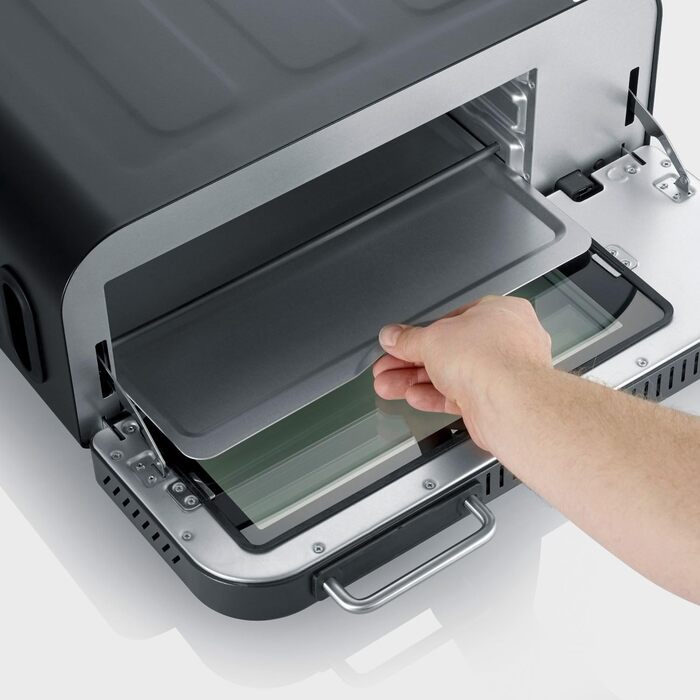 Цифрова піч для піци SEVERIN SERICO, електронна піч для піци з цифровим дисплеєм і безпечним сенсорним корпусом, діапазон температур 40 400C, 20 автоматичних програм, для внутрішнього та зовнішнього використання, чорна, PG 8575