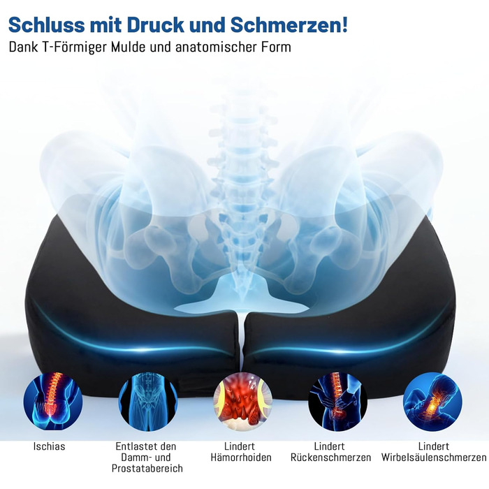 Протипролежнева подушка з чохлом, який можна прати, протипролежнева подушка сидіння для інвалідних візків, подушка сидіння для зняття тиску на куприк, для тривалого постільного режиму, тривалого сидіння, для людей похилого віку, вагітних жінок