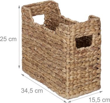 Стійка для газет Relaxdays, водяний гіацинт, висота та ширина 25 x 34,5 x 15,5 см, плетений тримач для документів, органайзер, натуральний колір