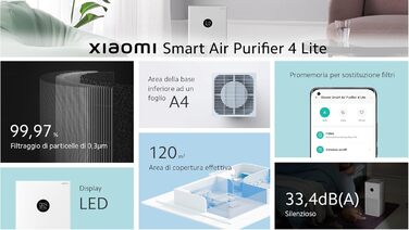 Голосове керування, високоточні датчики, білий, 4 Lite, Smart 4 Lite Air Purifier