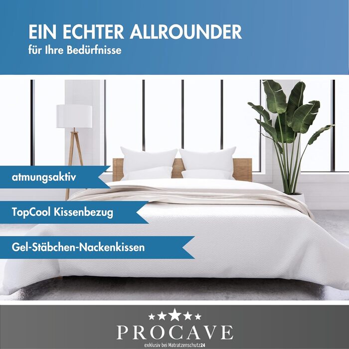 Подушка для шиї PROCAVE з гелевої піни, поєднує переваги в&39язкопружної та холодної піни, подушка у формі подушки 40x80 см, знімна та пральна наволочка Top-Cool, 100 виготовлена в Німеччині, подушка для шиї з гелевої піни 40x80 см