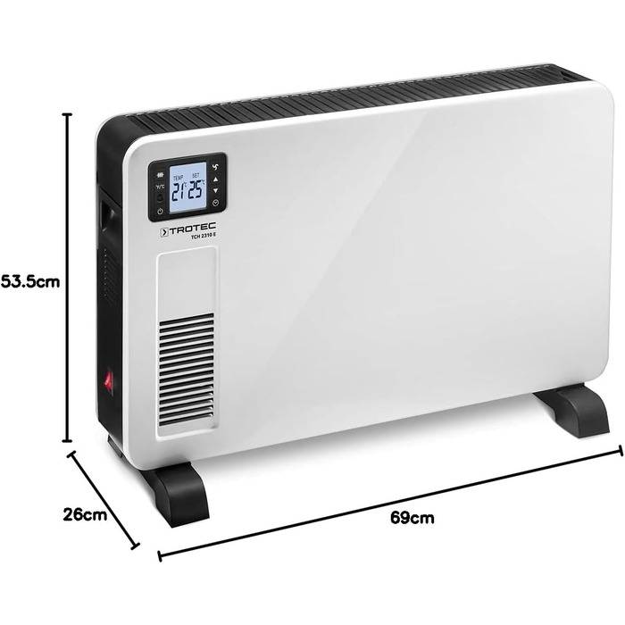Електричний радіатор TROTEC TCH 2310 E - Теплова потужність 1000 Вт / 1300 Вт / 2300 Вт - Мобільний конвектор, білий 2 300 Вт Біли