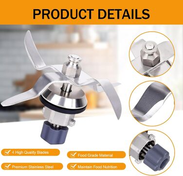 Змінне лезо з нержавіючої сталі, сумісне з розумним кухонним комбайном Silvercrest Monsieur Cuisine Connect і Monsieur Cuisine, змінним лезом блендера з ущільнювальним кільцем і щіткою для чищення