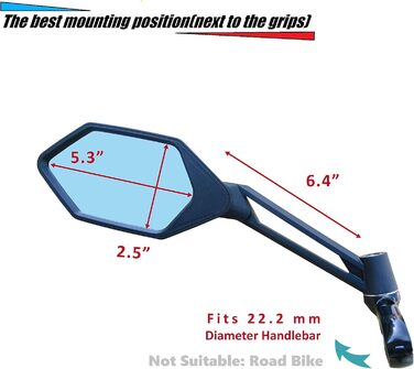 Нова стійка до подряпин скляна лінза, дзеркало для велосипеда на кермі, регульоване безпечне дзеркало заднього виду, дзеркало для велосипеда, ME-005 (2019)