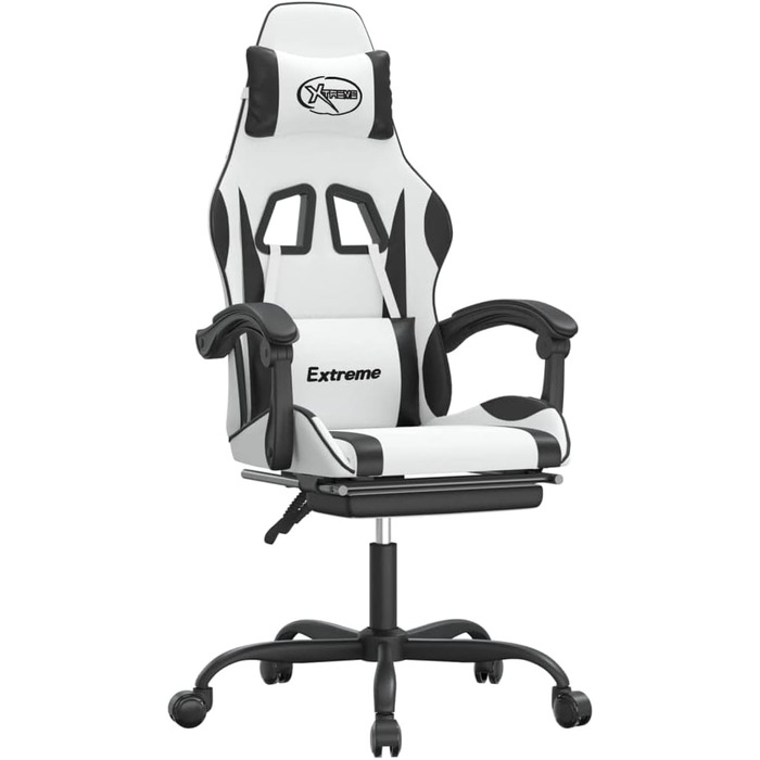 Ігрове крісло з підставкою для ніг, крісло для ПК, геймерське крісло, ігрове крісло, крісла для домашнього офісу, крісла для ігор, комп&39ютерне крісло, крісло для PlayStation, біла та чорна штучна шкіра