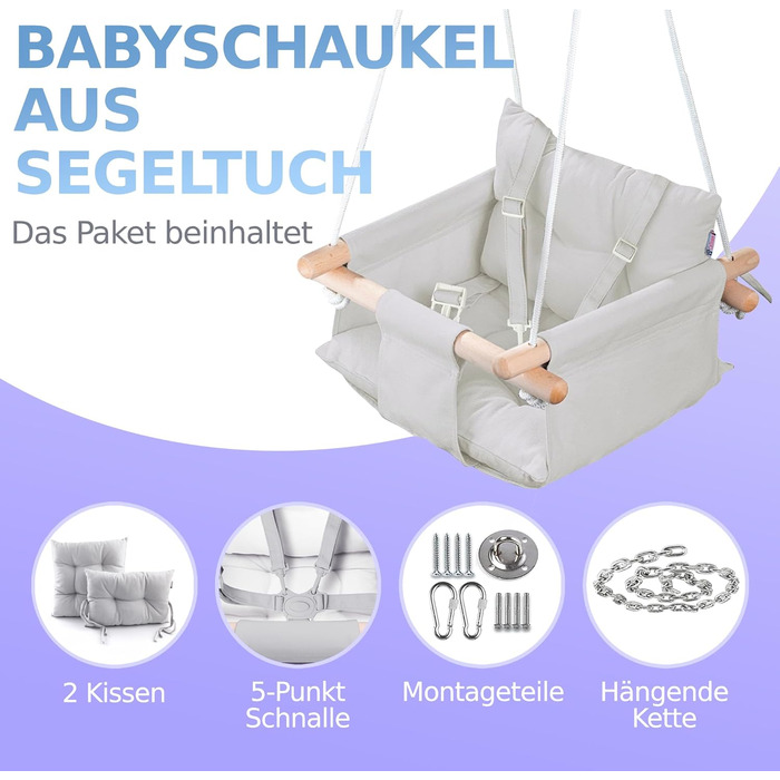 Полотняна дитяча гойдалка, дерев'яне підвісне сидіння гойдалки з ременями безпеки, міцна дитяча гойдалка, гойдалка для дітей для п