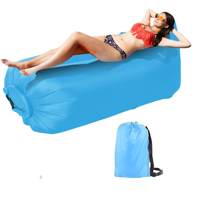 Надувний диван, шезлонг для кемпінгу, водонепроникний кемпінговий диван із захистом від протікання, портативний надувний диван для використання на свіжому повітрі, вечірок та подорожей (синій)