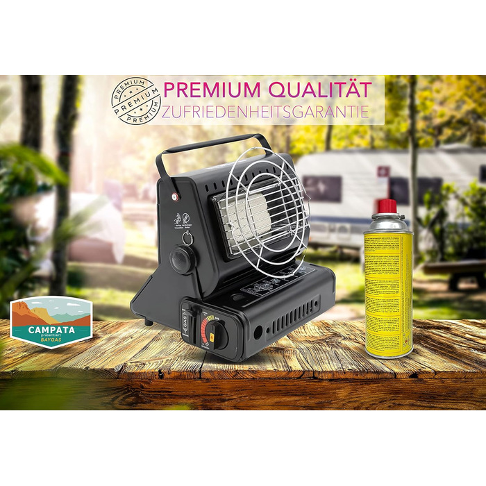 Портативний газовий обігрівач та газова плита 2-в-1 поворотний на 90 міні-обігрівач для кемпінгу керамічний пальник газовий обігрівач функція приготування їжі, обігрівач для намету (4 газові картриджі)