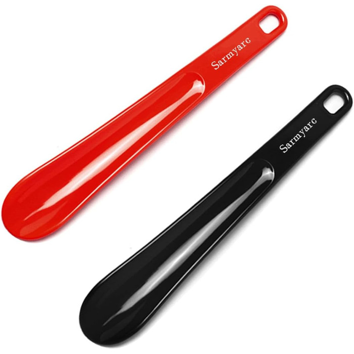 И, пластиковий ріжок, 26 см, ріжок для взуття чоловіки, жінки, люди похилого віку та дітей, портативний для подорожей, чорний/червоний, 1 розмір, 2 шт.