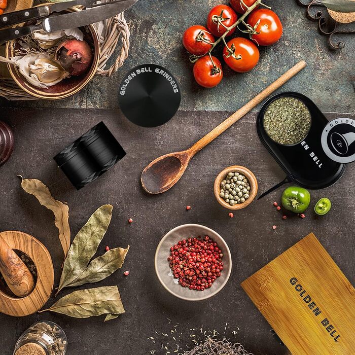 Подрібнювач пилку LIHAO для Spice Herbs Spices Herb Набір з 4 предметів зі скребком для пилку (чорний) (подрібнювач з коробкою)