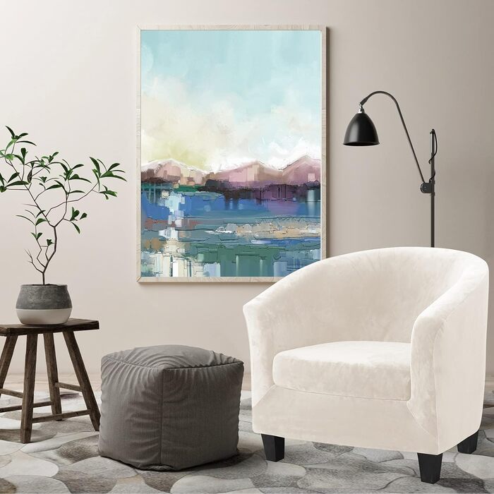 Чохол на крісло Topchances з еластичною підкладкою, універсальний чохол для одномісного дивана, розсувний еластичний чохол на крісло, велюровий чохол з підлокітниками для крісла для кафе, клубного крісла, крісла для відпочинку, коктейльного крісла, бежеви