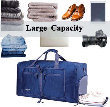 Велика складна дорожня сумка об&39ємом 60 л для чоловіків та жінок з відділенням для взуття, водонепроникна, сумка для сауни, дорожня сумка для спорту, відпустки, спортзалу, ночівлі, нова, темно-синя