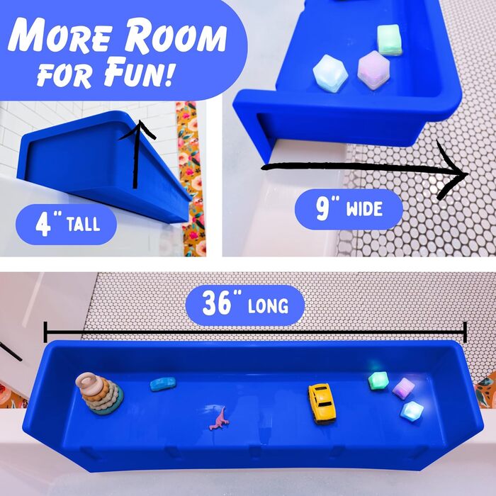 Захист від бризок для ванни, ігрова полиця тримач для іграшок кріплення на присосці до ванни запобігання розливанню води у ванній кімнаті розваги для синього