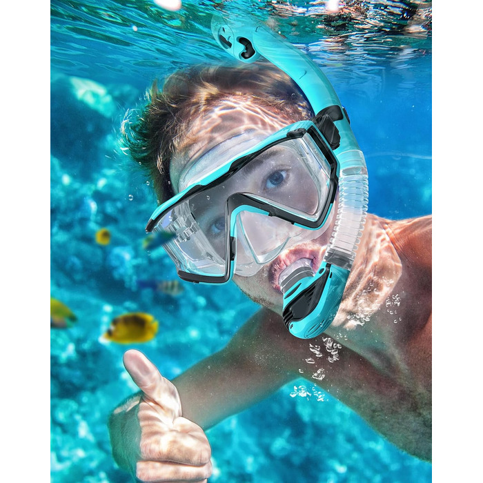 Набір для дорослого підводного плавання, покращена маска для дайвінгу та трубка, набір масок для підводного плавання із сухим верхом, професійне спорядження для дорослого підводного плавання, плавання, дайвінгу та підводного плавання з аквалангом (прозори