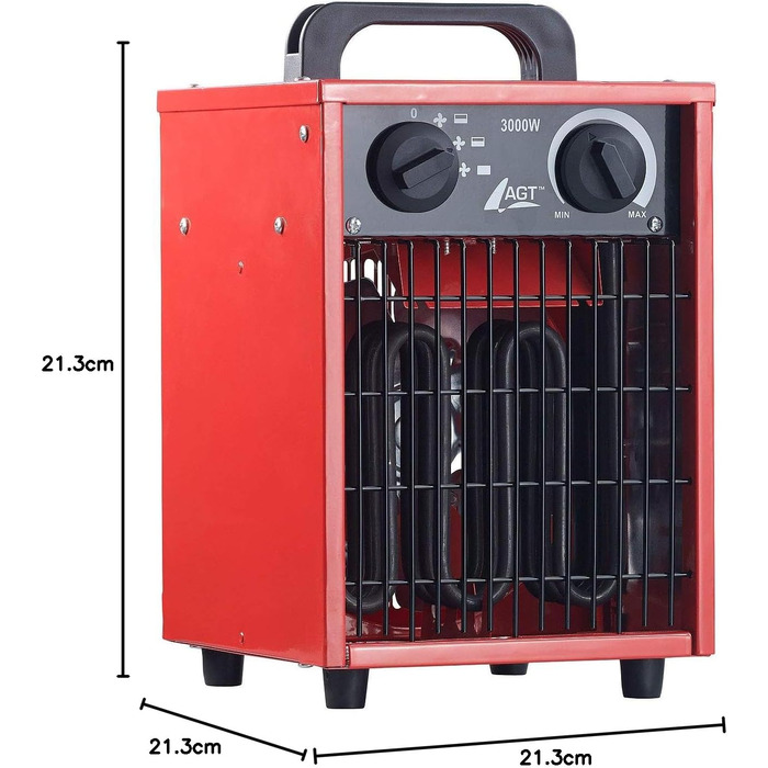 Обігрівач для будівельного майданчика AGT Професійний промисловий електричний обігрівач потужністю 3000 Вт та 3 режимами нагріву (обігрівач для будівельного майданчика, майстерні 230 В, електричний будівельний обігрівач) 1 пристрій, 3000 Вт та 3 режими на