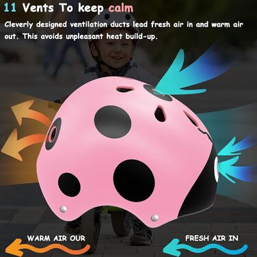 Дитячий шолом для хлопчиків і дівчаток, регульований, зручний, для самоката, самоката, скейтборду, велосипеда Рожева Божа корівка