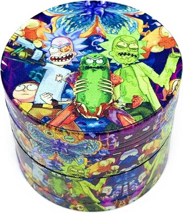 Шліфувальна машина Rick and Morty з 4 частин 50 мм подрібнювач спецій з цинкового сплаву Міцні подрібнювачі сушених трав з маленькою лопаткою для пилку з магнітною застібкою для ідеального закриття