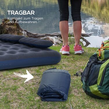 Надувний матрац Outsunny для 2 осіб, що самонадувається, килимок для сну, надувне ліжко з ручним насосом та подушкою, надувний матрац, матрац для гостей, килимок для сну, ліжко для гостей для кемпінгу та домашнього використання, 203 x 152 x 22 см