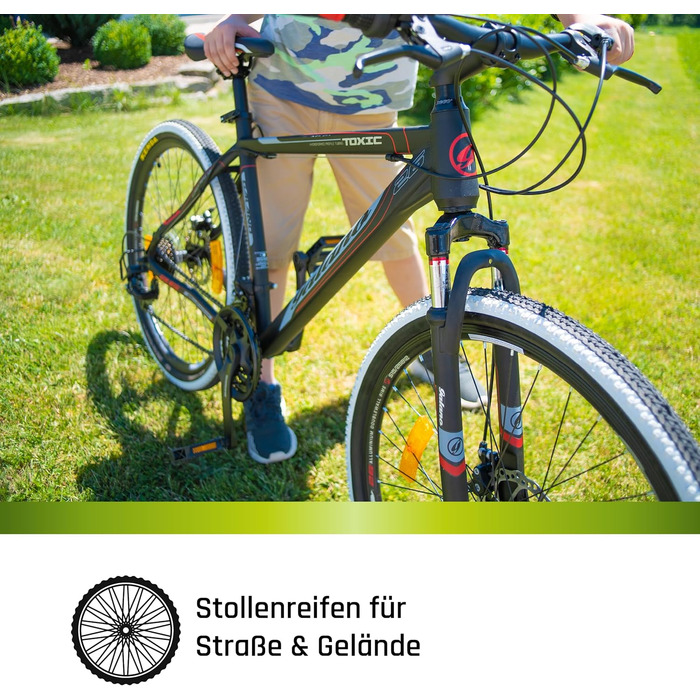 Гірський велосипед Galano Toxic 26 дюймів від 145 см для жінок, чоловіків, дівчат, хлопців з 21 передачею, амортизаційною вилкою та дисковими гальмами, гірський хардтейл, унісекс, чорний, 36 см