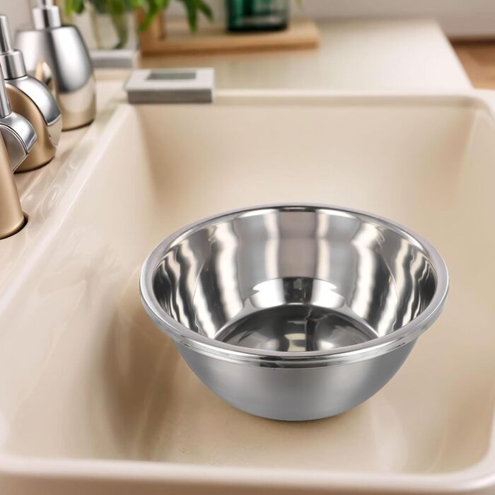 Набір мисок з нержавіючої сталі для приготування їжі, випікання, збивання яєць, приготування їжі, змішування салатів та безпечного зберігання з широким бортиком (32 см)