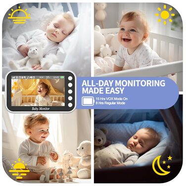 Радіоняня з камерою 4,3-дюймовий відеомонітор 720p 2000mah Батарея Відеозапис Цифрове збільшення Двостороннє аудіо Режим VOX Нічне