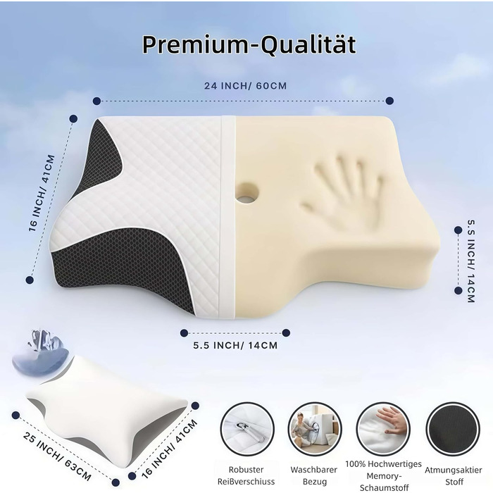 Подушка для голови та шиї ZYVO Rest Pillow терапевтична подушка для шиї, підтримує шию та голову для природного вирівнювання хребта під час сну. (Сіра)