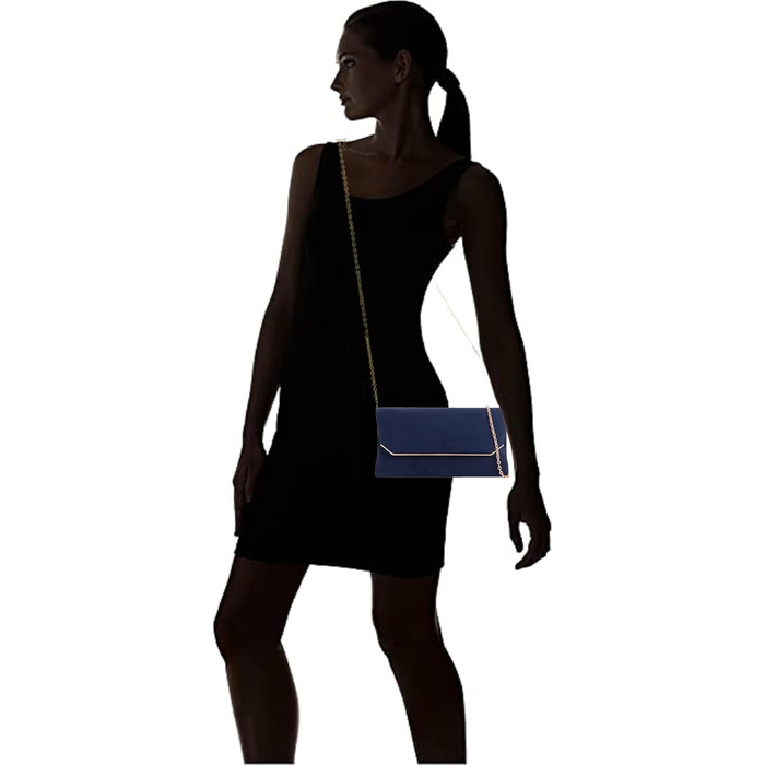 Сумка з замші, однотонна, для весілля, балу, вечірки, середнього розміру, темно-синя