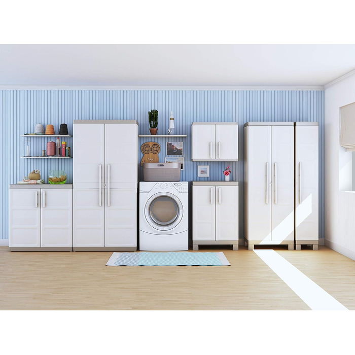 Висока пластикова шафа Keter Excellence, ШхГхВ 65x45x182 см, бежевий/сіро-коричневий, вкл. 4 полиці з регульованою висотою