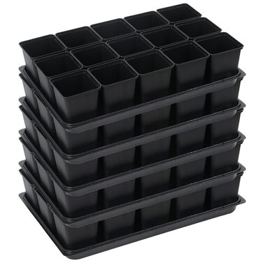 Горщики для розсади Tymar 15 шт. з блюдцями, квітковий горщик з лотками для посадки, з лотком, лотки для перенесення (горщики для розсади 9x9 блюдця, 5 шт.) 5 горщиків для розсади 9x9 блюдця