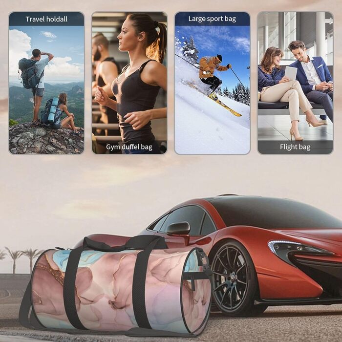 Спортивна сумка-мішок для подорожей та пляжу, барвистий мармуровий принт, чорний колір, універсальний розмір, дорожня сумка