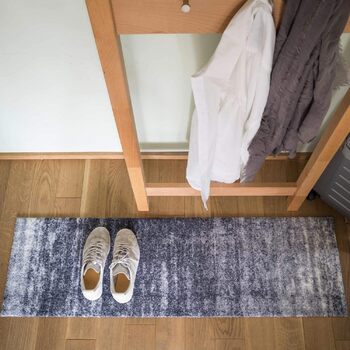 Килимок Salonloewe Ronny Stripes сірий без рамок 35x120 см, доріжка для паркування взуття, яку можна прати, легко чистити, безпечний для сушильної машини, нековзний, гума та поліамід 35 x 120 см (прямокутний)