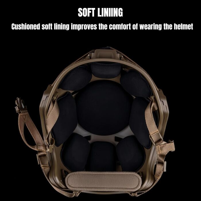 Тактичний шолом MK M.ETK F1UX у стилі комфортної внутрішньої підкладки для спорту на свіжому повітрі, полювання, стрільби, страйкболу, чорного кольору