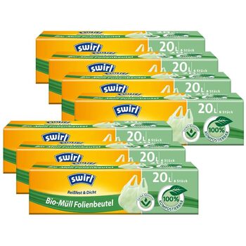 Плівкові пакети для біовідходів Swirl 20 л з ручкою для перенесення, 6 шт./рулон (7 шт.)