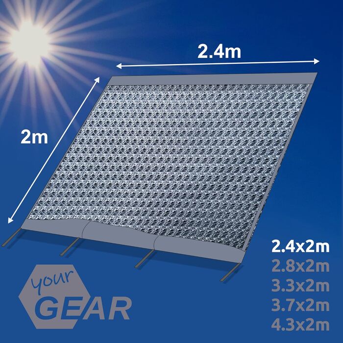 Х 2 м - передня стінка для тенту Bulli, захист від сонця, вітру та дощу, 2,4