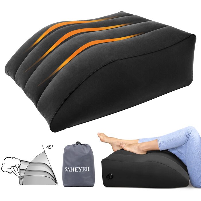 Подушка для підняття ніг SAHEYER, надувна подушка для підняття ніг, подушка для підняття ніг, комфорт для ніг, покращений кровообіг та зменшення набряків, чорна