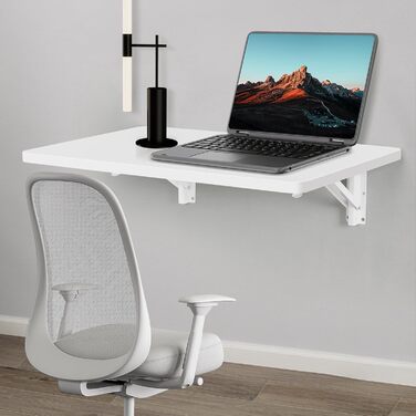 Настінний розкладний стіл uyoyous, дерево, 60 x 40 см, білий, компактний плаваючий стіл/столик для ноутбука, невеликий розкладний кухонний/обідній стіл для настінного кріплення