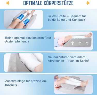 Подушка для підняття ніг INFANZIA з піни з ефектом пам&39яті, ергономічна подушка для підняття ніг, підйом стоп, подушка для підтримки колін, подушка для лімфодренажу для полегшення двоногості (з обох боків)