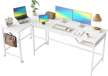 Комп'ютерний стіл Mericonia, 160 x 80 см, метал / дерево, білий