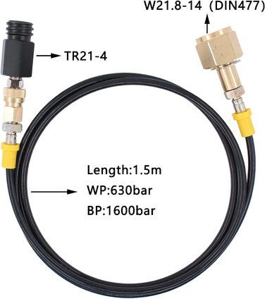 Адаптер бака CO2 Doo Engy Адаптер бака Шланг високого тиску Шланг для соди Адаптер для наповнення циліндра Шланг для Sodastream W21.8-14 DIN477 CO2 баків і більшості машин для газованої води