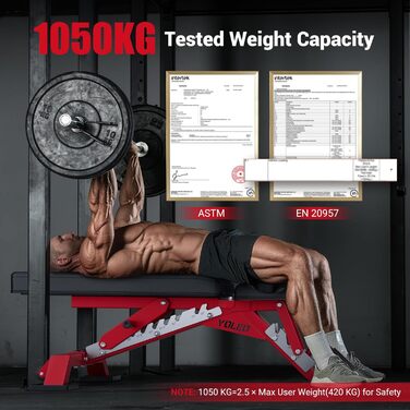 Регульована силова лава, професійна, похила лава макс. 1000 кг з 10-позиційною регульованою спинкою та 3-позиційним регульованим сидінням, багатофункціональна фітнес-лава для домашнього використання