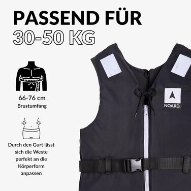 Рятувальний жилет NOARD 5 розмірів Black Edition 25-120 кг EN ISO 12402-5 CE (50 N) Жилет із міцного пінопласту чорного кольору 30-50 кг