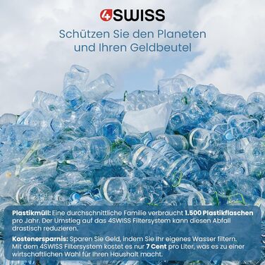 Система фільтрації 4SWISS для побутової води, 5-ступінчаста система прямого фільтрування питної води з трьома змінними картриджами та чотирма режимами дозування води (чорний)