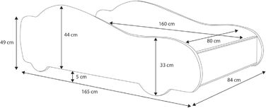 Дитяче колективне автомобільне ліжко 80x160 см дитяче ліжко молодіжне ліжко із захистом від падіння та матрацом дитяче ігрове ліжк