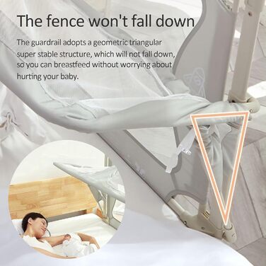 Дитяче ліжечко 3-в-1, 120x50 см, дитяча колиска, ліжечко, дитяче ліжко, приліжкове ліжечко для ліжок з пружинним каркасом, колиска, приліжкове ліжечко з москітною сіткою, яку можна розмістити на ліжку (колір кремово-білий, 120x50 см)
