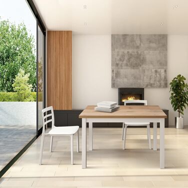 Розкладний стіл Tommaso, рустикальний дуб, оздоблений (білий каркас, 110 x 70 x 76,5) - id1957 110 x 70 x 76,5 Біла основа